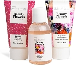 Набор - IDC Institute Beauty Flowers Travel Bag (sham/70ml + shawer/gel/100ml + b/lot/70ml+ bag) — фото N2