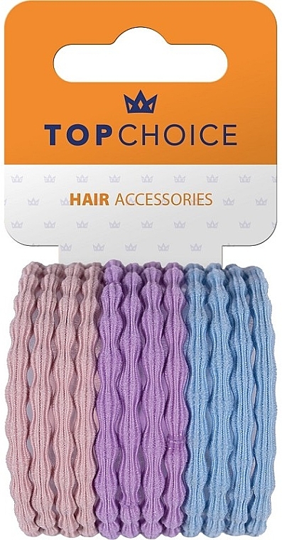 Набір різнокольорових резинок для волосся, 26539, фіолетово-блакитні - Top Choice Hair Bands — фото N1