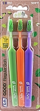 Духи, Парфюмерия, косметика Набор зубных щеток, зеленая + оранжевая + фиолетовая - Tepe Good Regular 3 Pack Toothbrush