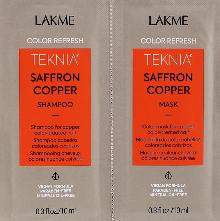 Набір пробників - Lakme Teknia Color Refresh Saffron Copper (sh/10ml + mask/10ml) — фото N2