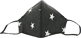 Парфумерія, косметика Маска тканинна захисна для обличчя, чорна з великими зірками, розмір М - Gioia