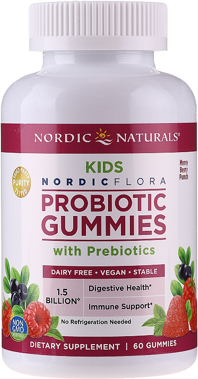 Пищевая добавка со вкусом ягод "Пробиотик" - Nordic Naturals Probiotic Gummies Kids Merry Berry Punch — фото N1
