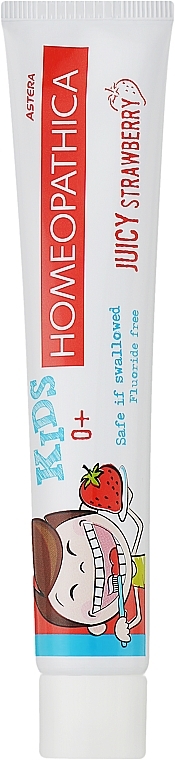 Зубная паста для детей, с ароматом клубники - Astera Homeopathica Juicy Strawberry — фото N1