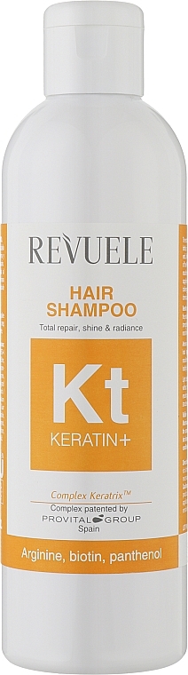 Восстанавливающий шампунь для блеска и сияния волос - Revuele Keratin+ Hair Shampoo 