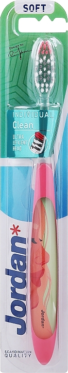 М'яка зубна щітка, рожева з обличчям - Jordan Individual Clean Soft — фото N1