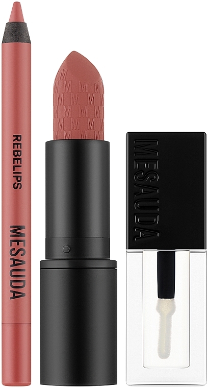 Набір - Mesauda Milano Kit Lip Boutique (lipstic/3g + l/gloss/2ml + l/pencil/0.8g) — фото N1