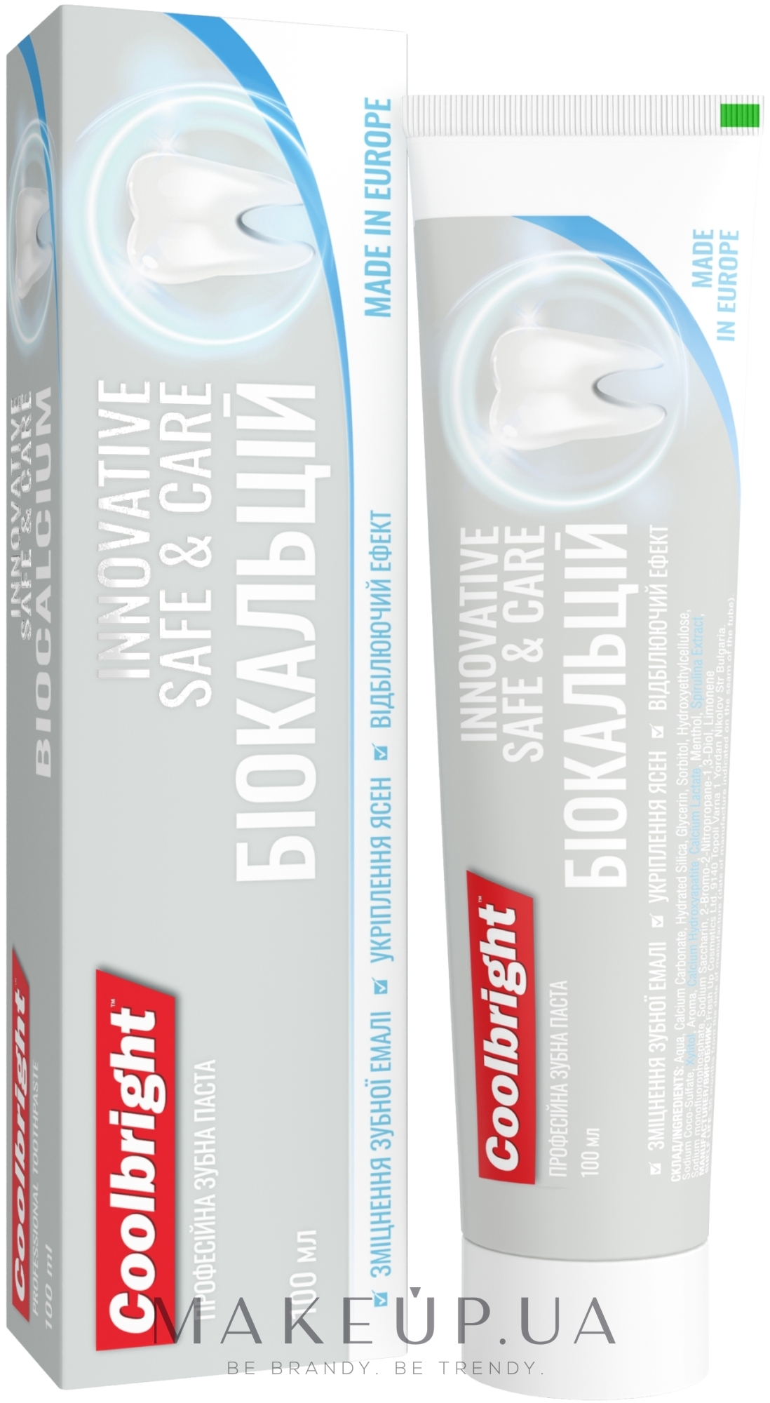 Зубна паста "Біокальцій" - Coolbright Innovative Safe & Care — фото 100ml