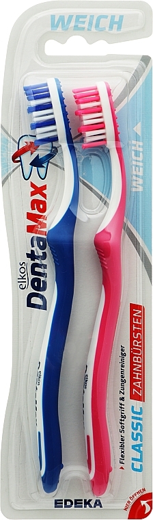 Зубна щітка м'яка, рожева+синя - Elkos Dental Classic — фото N3