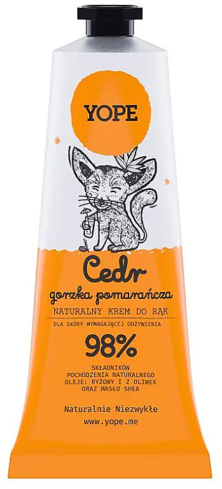 Натуральный крем для рук "Кедр и горький апельсин" - Yope Natural Hand Cream Cedarwood & Bitter Orange