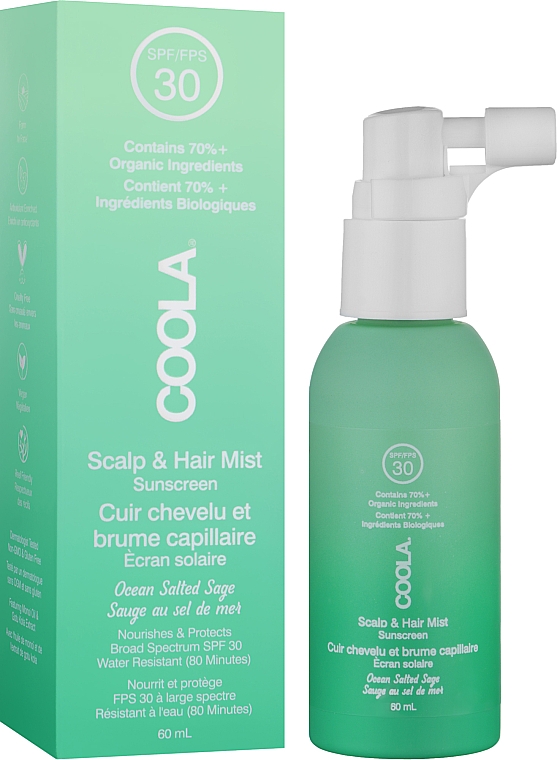 Сонцезахисний спрей для волосся й шкіри голови «Морська сіль і шавлія» - Coola Scalp & Hair Mist Sunscreen Ocean Salted Sage SPF30 — фото N2