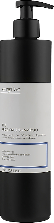 Безсульфатный шампунь для волос с антистатическим эффектом - Sergilac The Frizz Free Shampoo