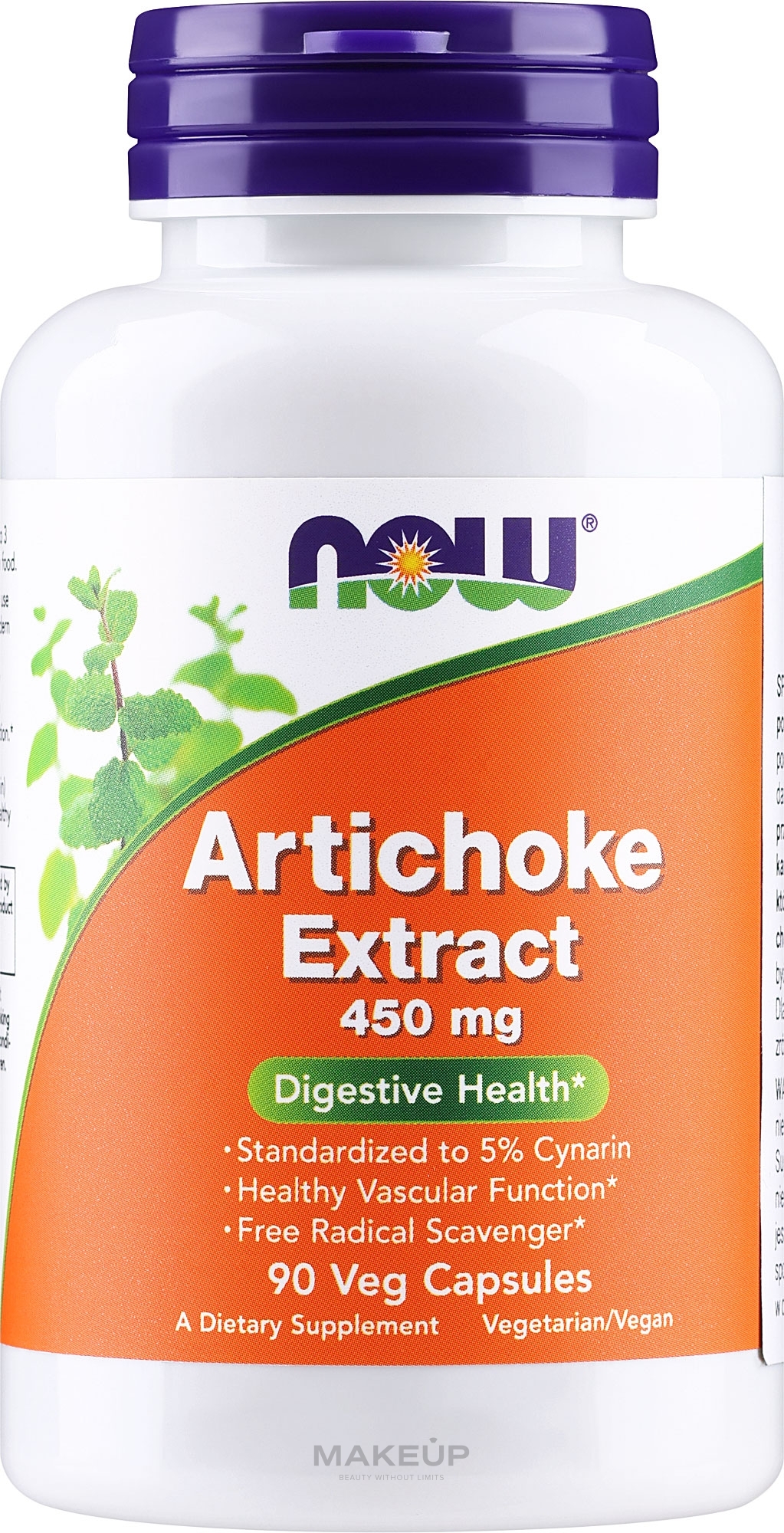 Пищевая добавка "Экстракт артишока", 450 мг - Now Foods Artichoke — фото 90шт