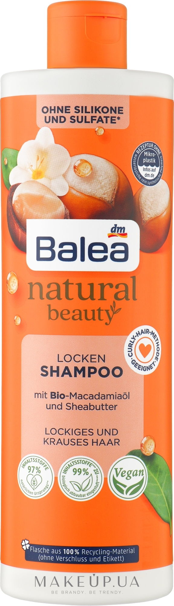 Шампунь для волосся з органічною олією макадамії та маслом ши - Balea Natural Beauty Shampoo Organic Macadamia Oil And Shea Butter — фото 400ml