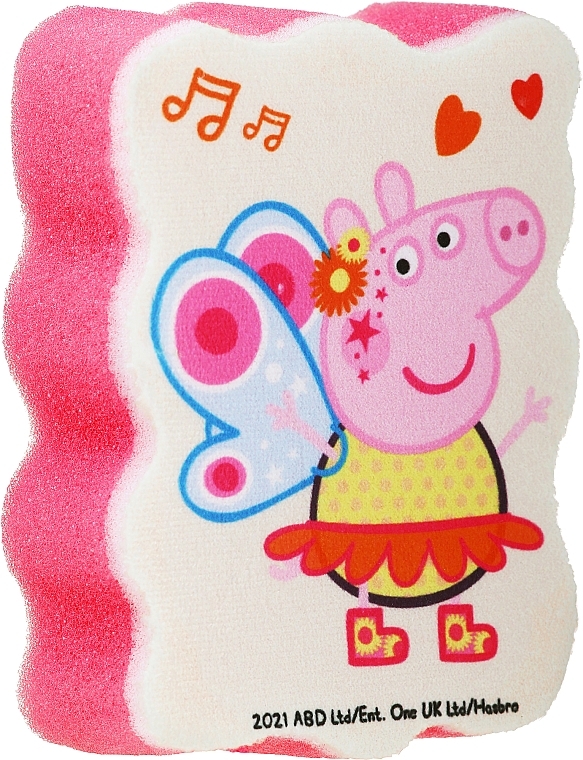 Мочалка банна дитяча "Свинка Пеппа", Пеппа-метелик, червона - Suavipiel Peppa Pig Bath Sponge — фото N1