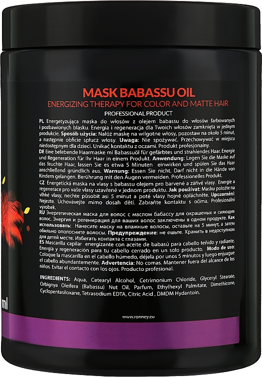 Маска для окрашенных волос - Ronney Professional Mask Babassu Oil Energizing Therapy — фото N4