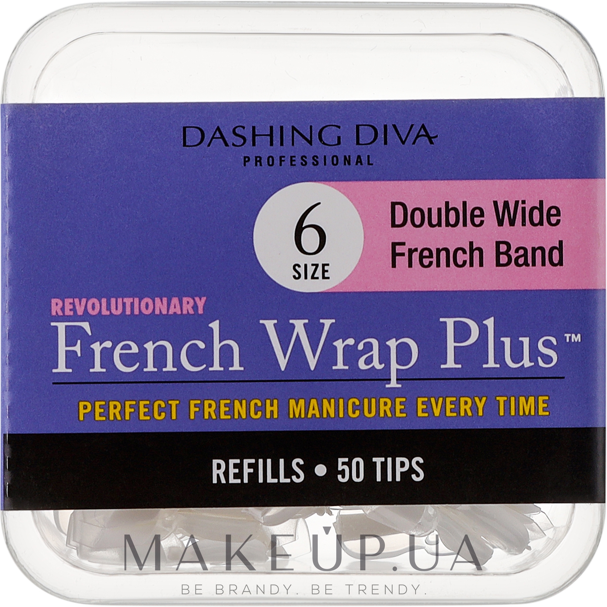 Типсы широкие "Френч Смайл+" - Dashing Diva French Wrap Plus Double Wide White 50 Tips (Size-6) — фото 50шт