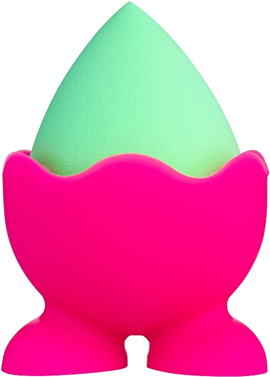 Спонж для макияжа на силиконовой подставке, PF-58, салатовый - Puffic Fashion Makeup Sponge (цвет подставки в ассортименте) — фото N3