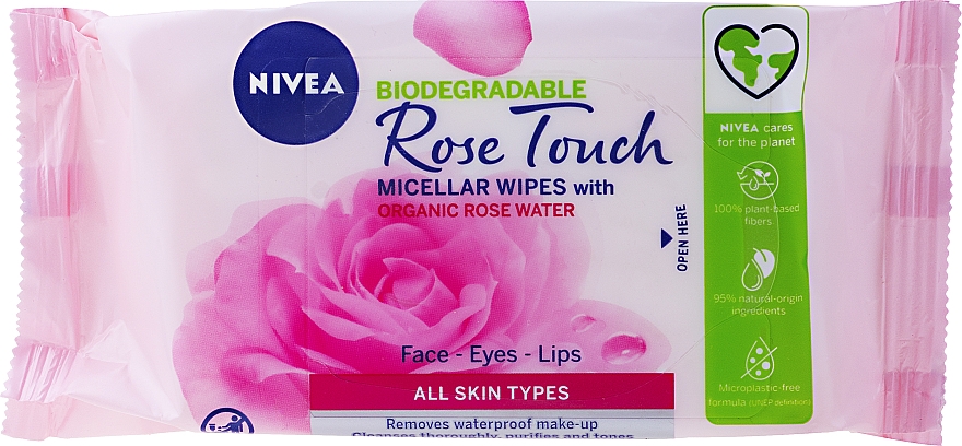 Серветки для зняття макіяжу з рожевою водою - NIVEA Rose Touch Micellar Wipes — фото N1
