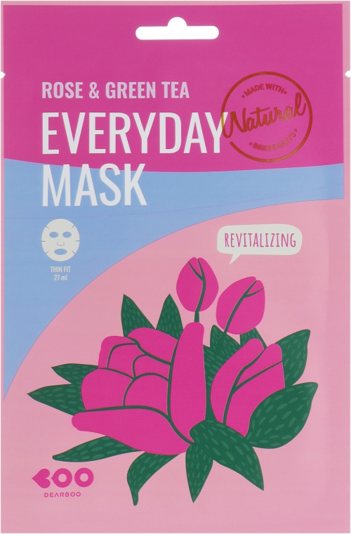 Маска для лица с экстрактом розы и зеленого чая - Dearboo Everyday Mask Rose & Green Tea