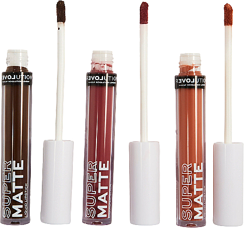 Набор жидких матовых помад для губ - Relove By Revolution Super Matte Liquid Lip Set Wonder (lipstick/3x4ml) — фото N3