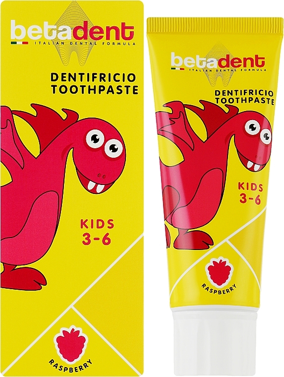 Зубная паста для детей от 3 до 6 лет - Betadent Dentifricio Toothpaste Kids Rasberry — фото N2