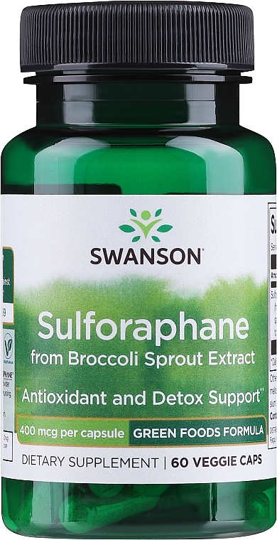 Харчова добавка 400 mcg, 60 капсул - Swanson Sulforaphane from Broccoli Sprout Extract — фото N1