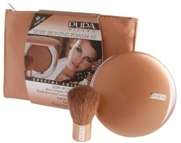 Духи, Парфюмерия, косметика Набор - Pupa Desert Bronzing Powder Kit Amber Light (Powder/12g + Brush + bag)