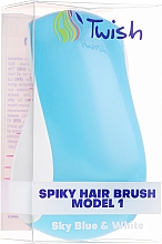 Щетка для волос, голубая с белым - Twish Spiky 1 Hair Brush Sky Blue & White — фото N4