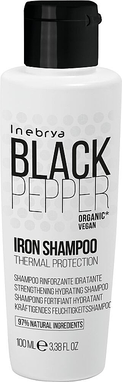 Зміцнювальний шампунь для волосся - Inebrya Balck Pepper Iron Shampoo — фото N1