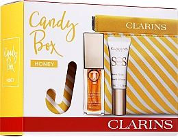 Духи, Парфюмерия, косметика Набор - Clarins Candy Box Honey (lip/oil/honey/7ml + primer/10ml + pounch)