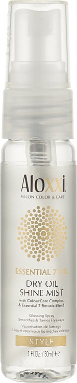 Суха спрей-олія для волосся - Aloxxi Essential 7 Oil Dry Oil Shine Mist — фото N1