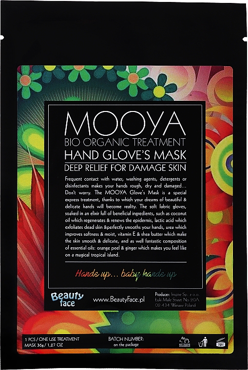 Тканевая маска + сыворотка для ухода за руками - Beauty Face Mooya Bio Organic Treatment Mask — фото N3