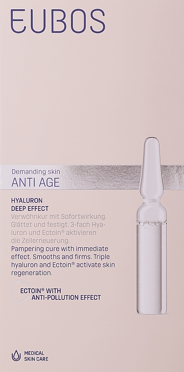Антивікові ампули для обличчя з гіалуроном - Eubos Med Anti Age Hyaluron Deep Effect — фото N1