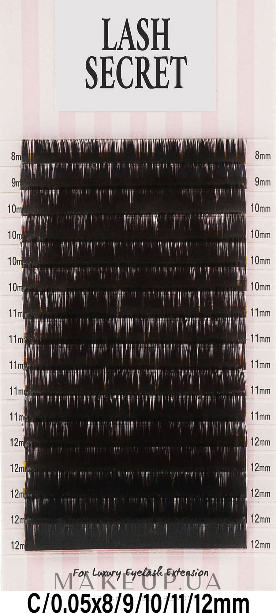 Накладные ресницы, черные, 16 линий (mix, 0.05, C, 8-12) - Lash Secret — фото 1уп