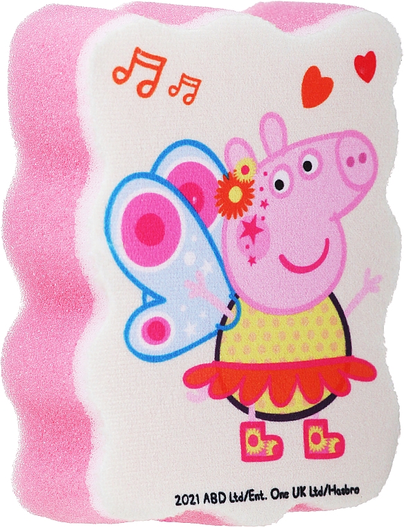 Мочалка банная детская "Свинка Пеппа", Пеппа-бабочка, розовая - Suavipiel — фото N1
