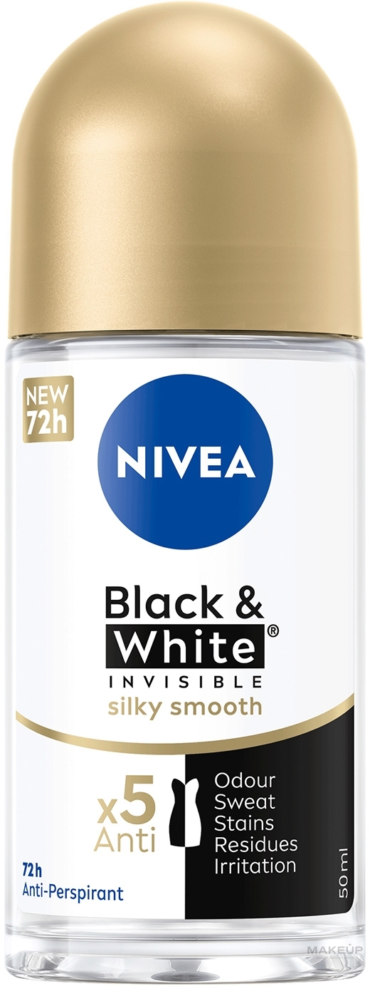 Антиперспірант "Чорне та Біле невидимий: гладкий шовк" - NIVEA Black & White Invisible Silky Smooth Anti-Perspirant — фото 50ml