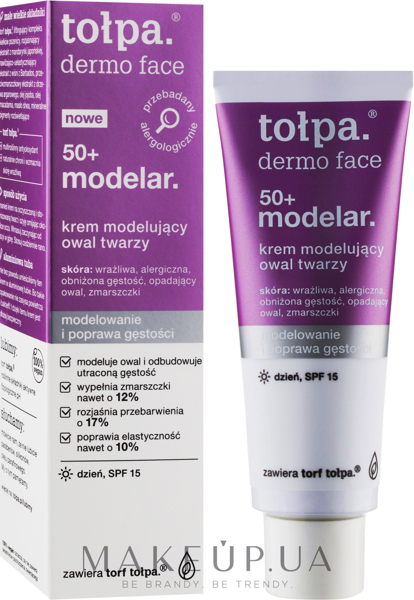Денний крем для обличчя - Tolpa Dermo Face Modelar 50+ Day Cream SPF10 — фото 40ml