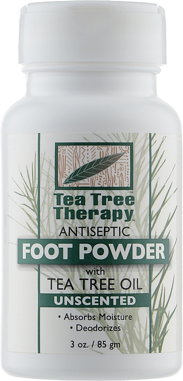 Порошок для ног дезодорирующий без запаха с маслом чайного дерева - Tea Tree Therapy Unscented Foot Powder — фото N1