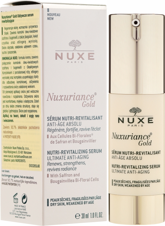 Відновлювальна сироватка для обличчя - Nuxe Nuxuriance Gold Nutri-Revitalizing Serum — фото N1