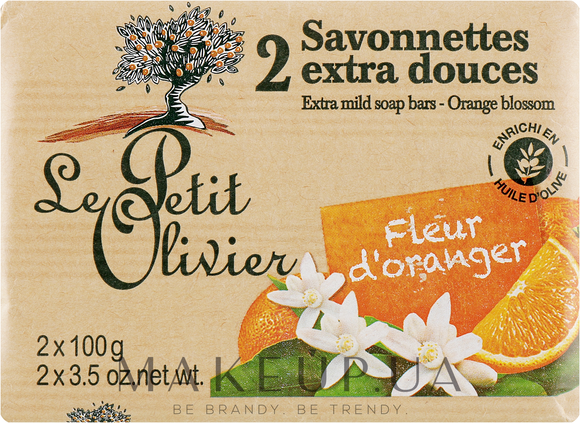 Мыло экстранежное, с экстрактом цветка апельсина - Le Petit Olivier 2 extra mild soap bars-Orange blossom — фото 2x100g