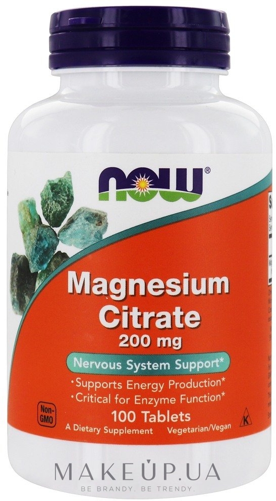 Минералы Цитрат Магния, 200 мг - Now Foods Magnesium Citrate — фото 100шт