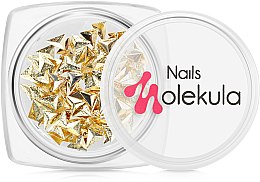 Стразы-заклепки металлические, треугольник золото - Nails Molekula — фото N1