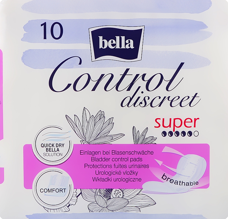 Урологические прокладки для женщин, 10 шт. - Bella Control Discreet Super Bladder Control Pads — фото N1
