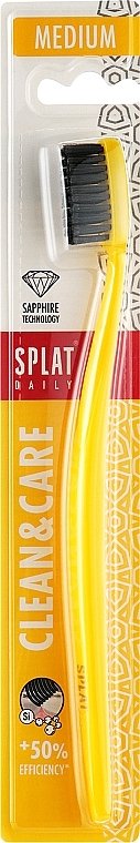 Зубна щітка середньої жорсткості, жовта - Splat Clean & Care Daily Medium Toothbrush — фото N1