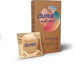 Парфумерія, косметика Презервативи з синтетичного латексу з силіконовою змазкою "Натуральні відчуття", безлатексні, 12 шт - Durex Real Feel Condoms