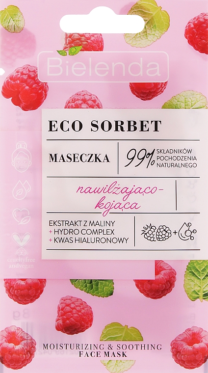 Маска для лица с экстрактом малины - Bielenda Eco Sorbet Moisturizing & Soothing Face Mask — фото N1