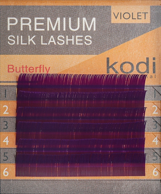 Накладные ресницы фиолетовые Butterfly B 0.15 (6 рядов: 12 mm) - Kodi Professional — фото N1