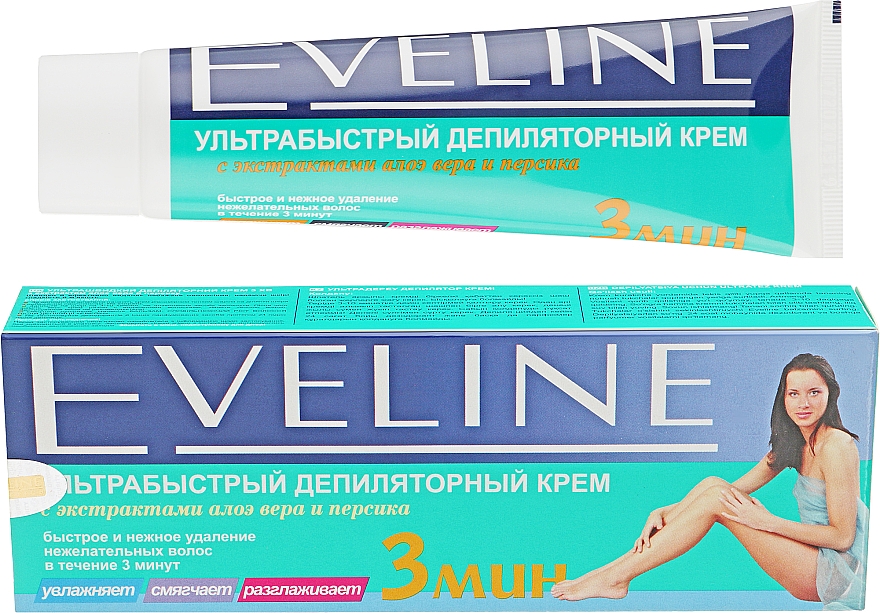 Ультрабыстрый депиляторный крем с экстрактами алоэ вера и персика - Eveline Cosmetics 