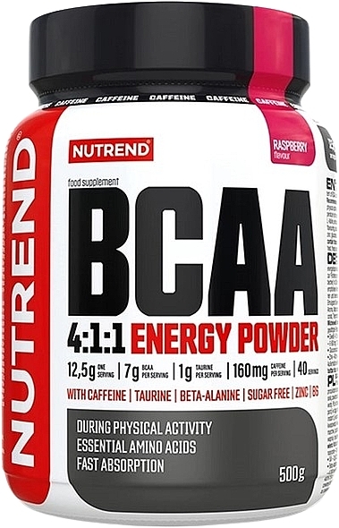 Аминокислота, малина - Nutrend BCAA 4:1:1 Energy Powder — фото N1