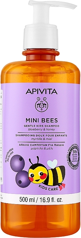 Ніжний шампунь із чорницею - Apivita Mini Bees Gentle Kids Shampoo — фото N2